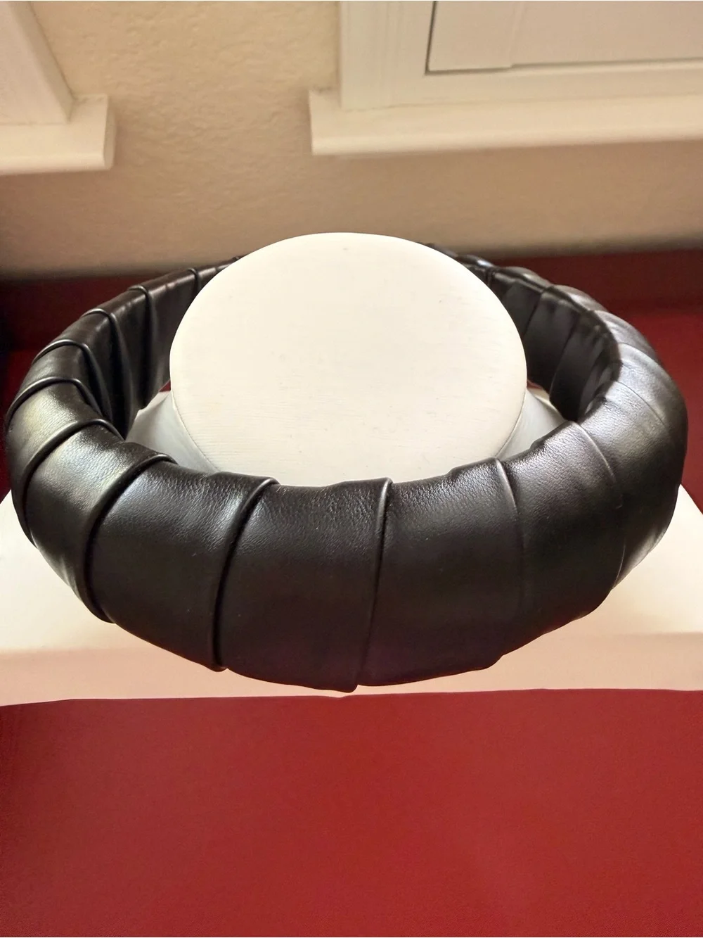 scunci Faux Leather Black Wrapped Padded Headband NWT